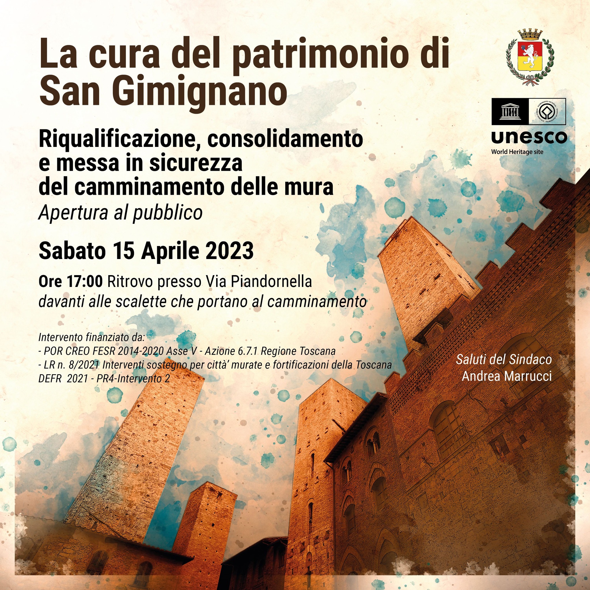 inaugurazione 15 aprile 2023 camminamento mura